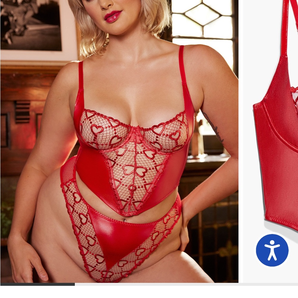 Savage X Fenty Red Glossy Flossy Bustier in 3X- WOW!!!!